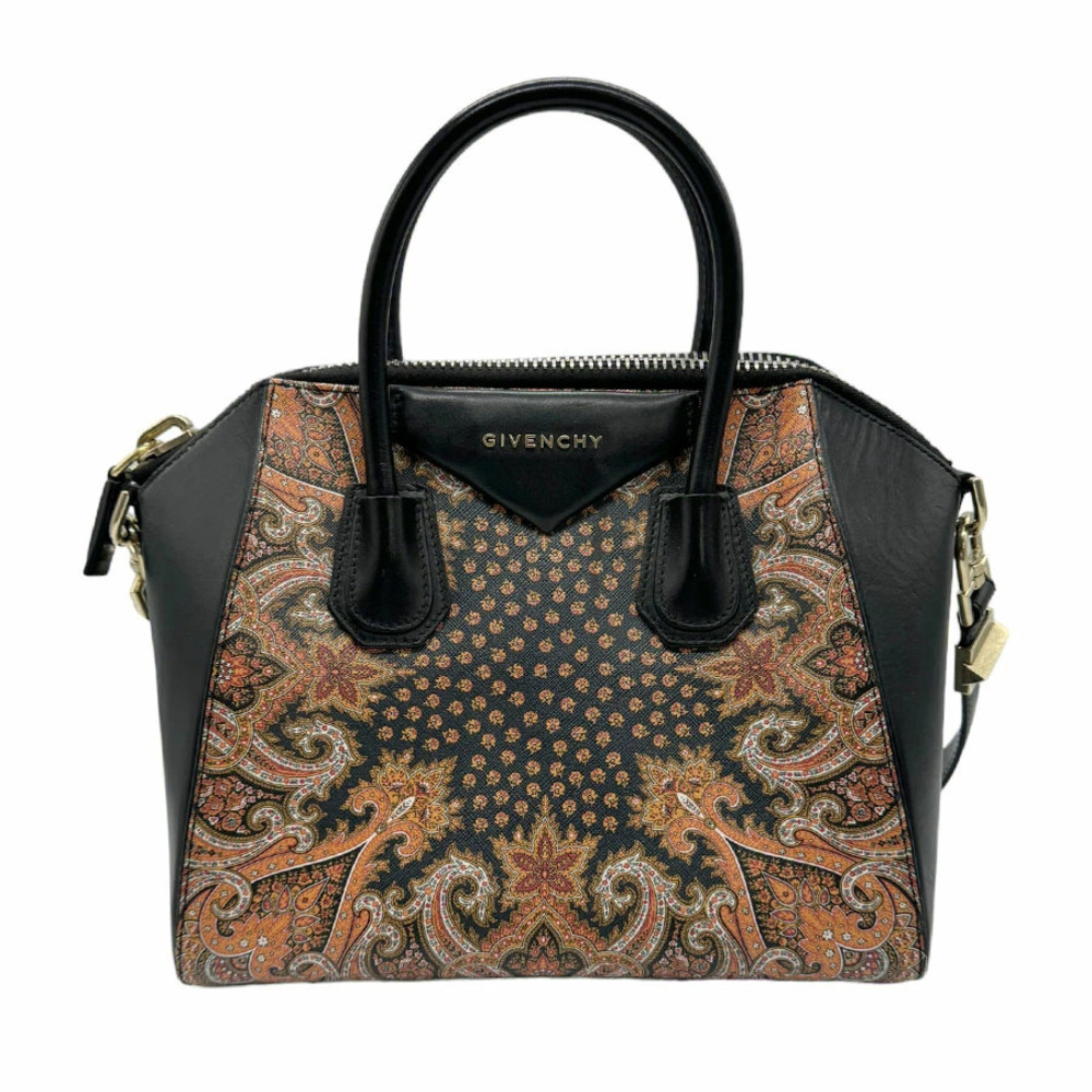 Givenchy Antigona Leather 2way Shoulder Bag Black Orange